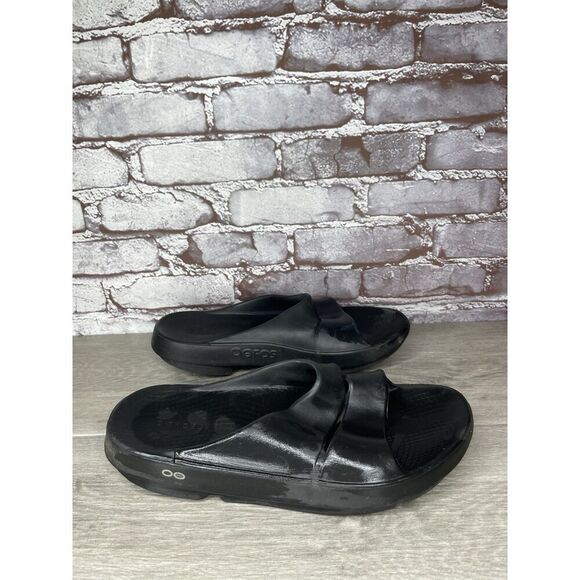OOFOS OOAHH Black Recovery Rubber Comfort Slides Sandals Men Sz 44EU/11M US main image 11